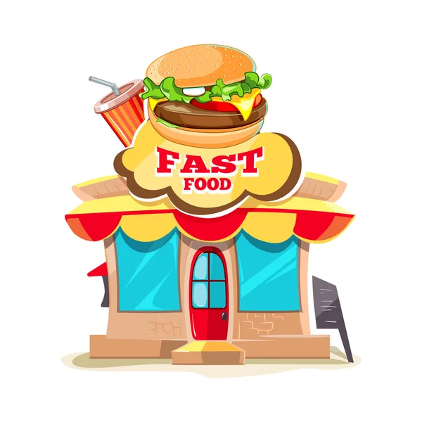 Vector illustration of fast food Restaurant and shop facade. — Stock Vector