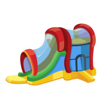 Vector illustration of inflatable castles and children hills on playground clipart
