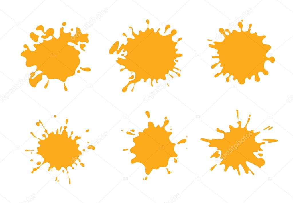 Vector illustration set of clean Yellow juice or honey labels. Pictures isolate on orange background
