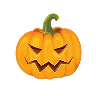 Yüzünde şeytani bir ifade olan balkabağı.