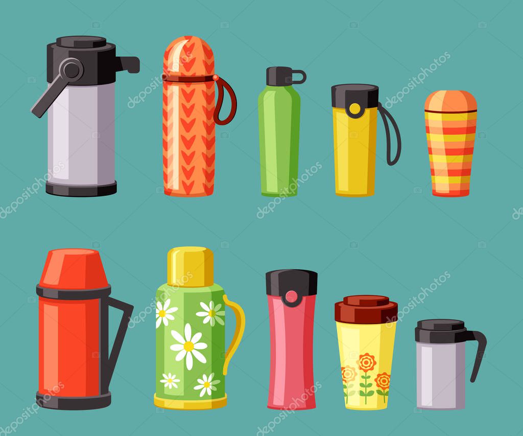 termo para bebidas calientes para llevar y taza de té o café. bolsitas de  té y