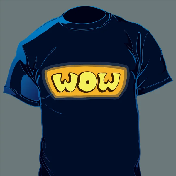 футболка синя з принтом wow