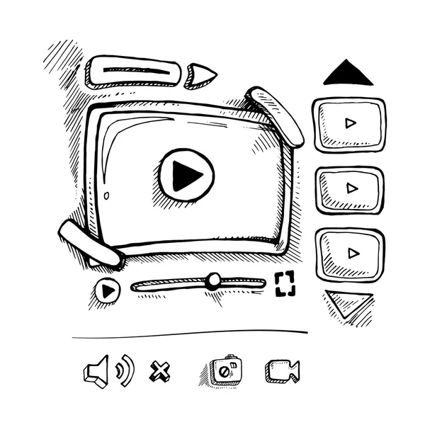 Lecteur vidéo Doodle — Image vectorielle