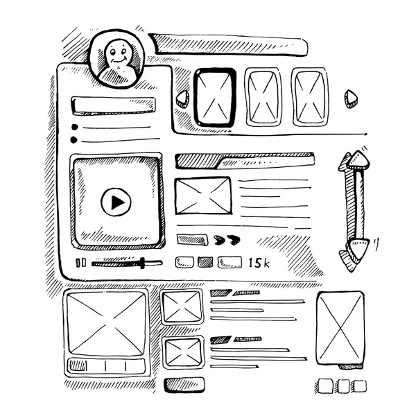 Doodle cartera wireframe — Vector de stock