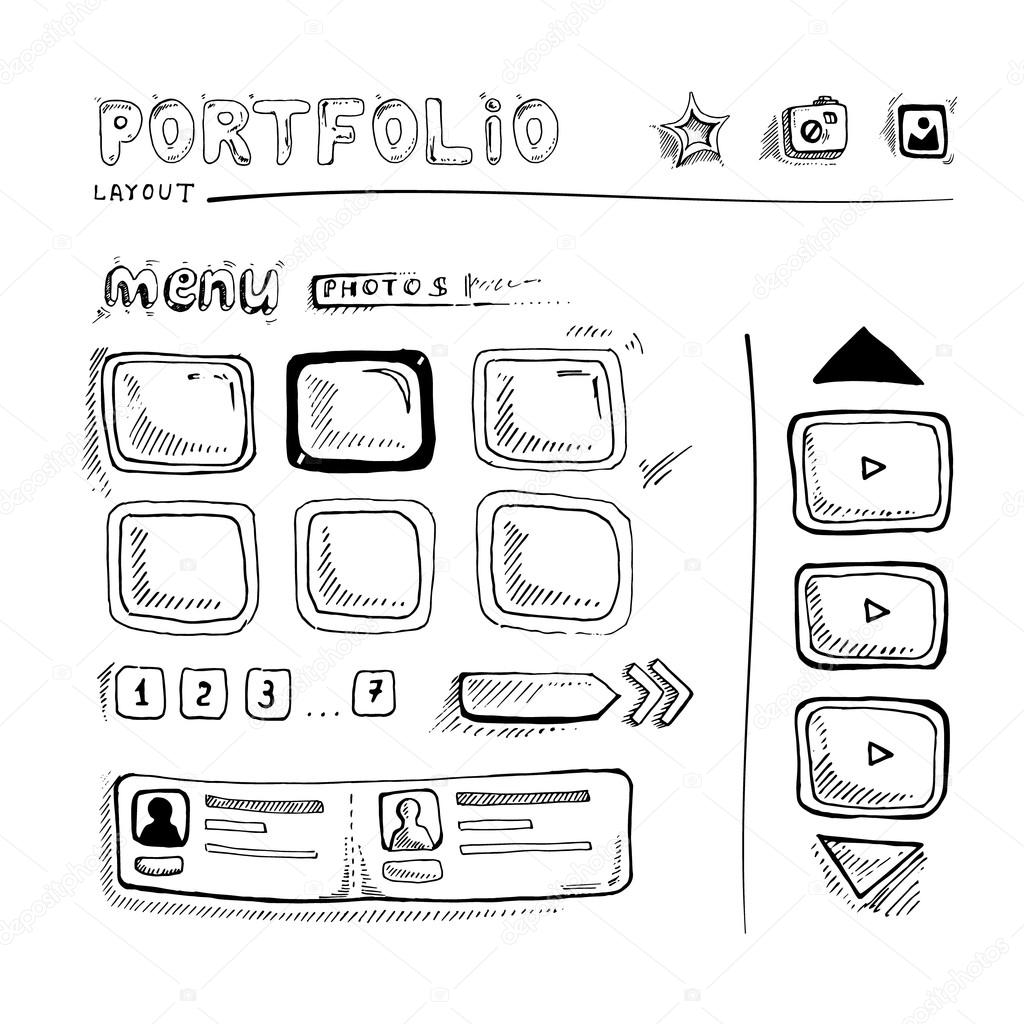 doodle portfolio wireframe