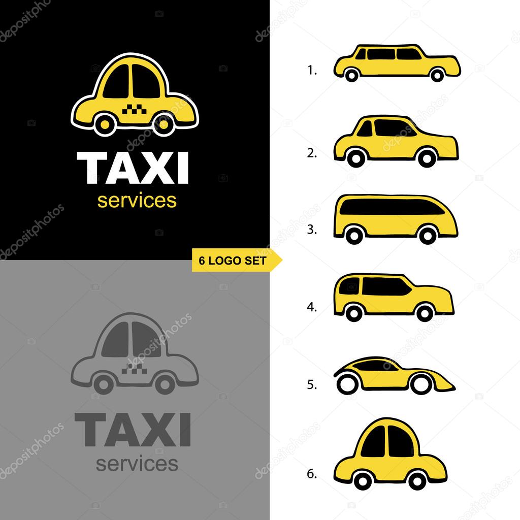 Vector adaptive logo set for taxi service