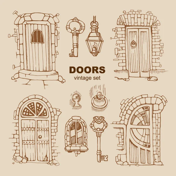 Puertas antiguas — Vector de stock