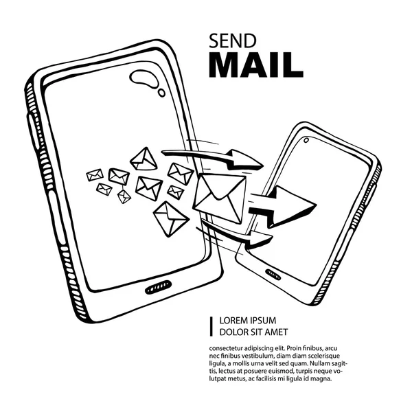 SMS ve mail kavramı — Stok Vektör