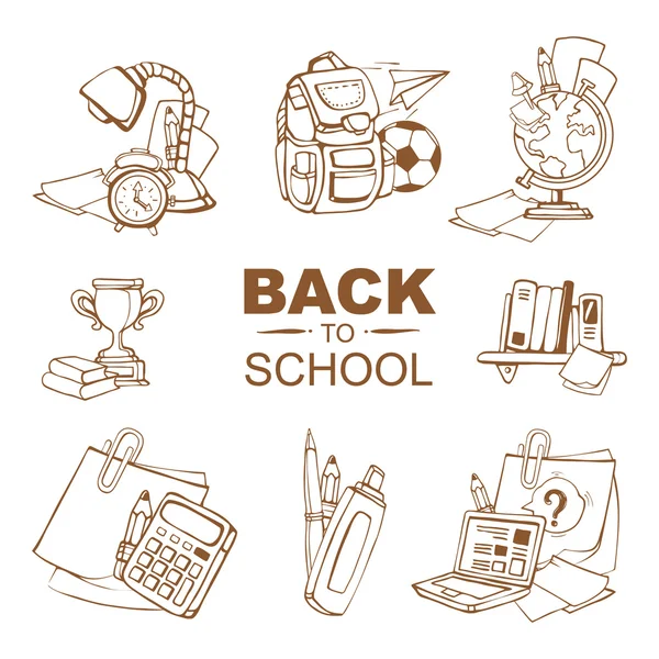Volver a la escuela icono conjunto — Vector de stock