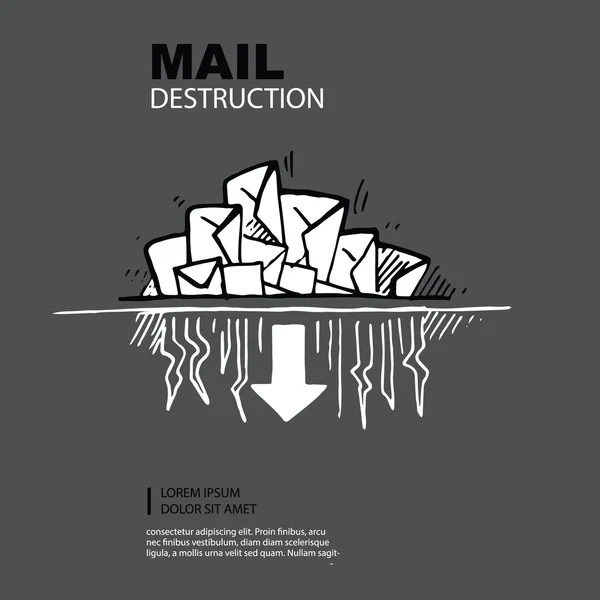 Destrucción de correo electrónico — Vector de stock