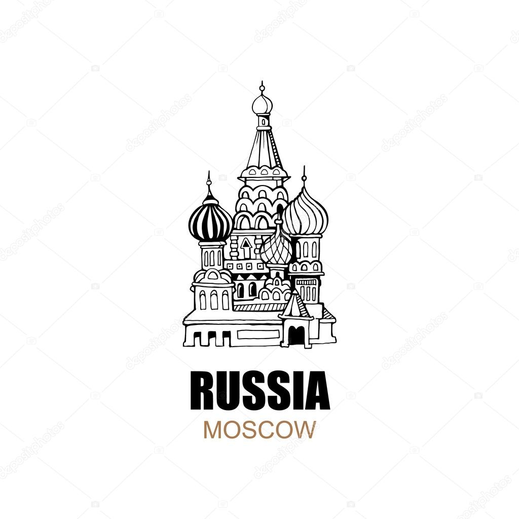 Hand drawn emblem of Moscow Russia