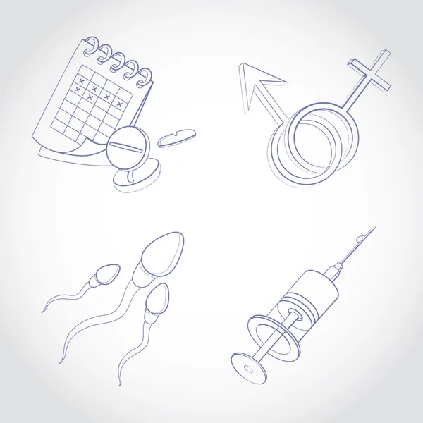 Set di icone di ginecologia — Vettoriale Stock