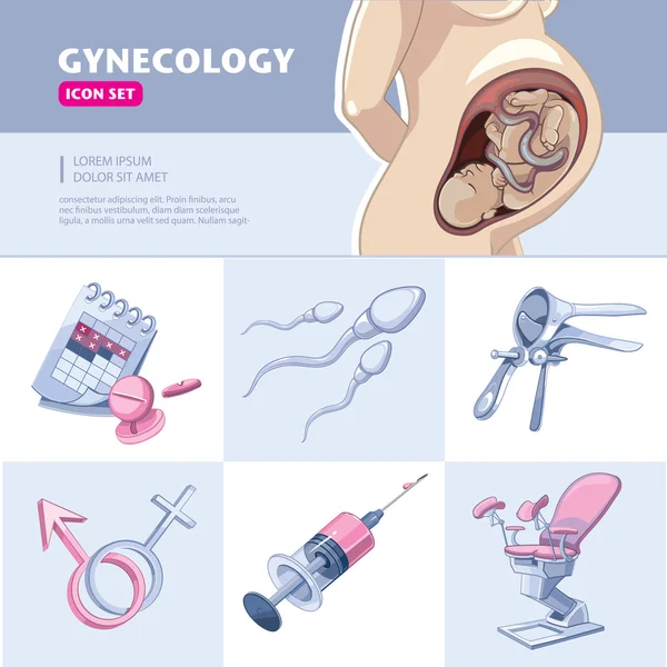 Gynecology icon set — Stock Vector