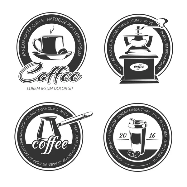 Éléments café monochromes — Image vectorielle