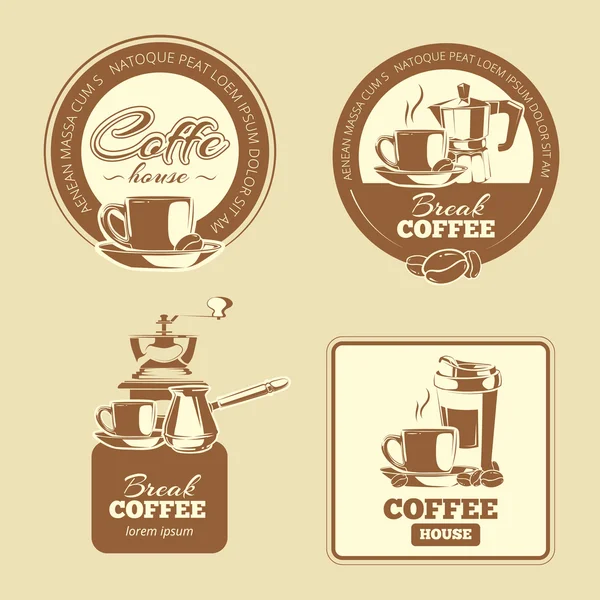 Elementos de café monocromo — Vector de stock