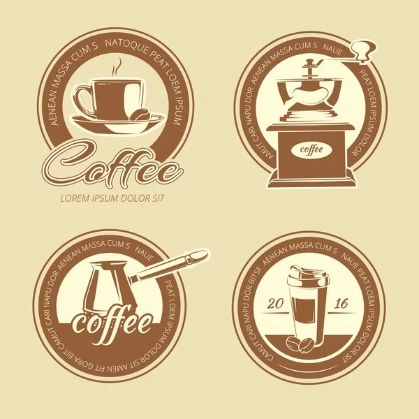 Elementi di caffè monocromatico — Vettoriale Stock
