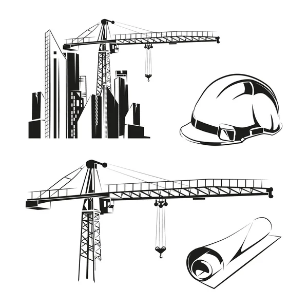 Elementos de construção monocromática — Vetor de Stock