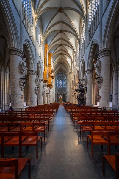 Brussels, Belçika-Kasım 23, 2014: Cathedral St. Michael and St. Gudula, sermaye 1000 yıl eski Katedrali — Stok fotoğraf