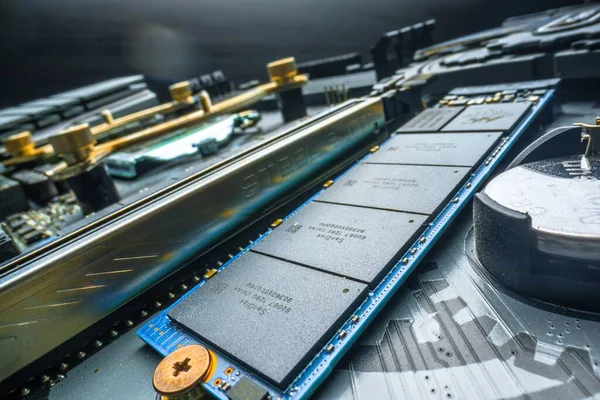 Semiconductor and pc parts closeup photo — Stock Photo, Image