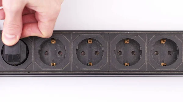 Filling Electric Socket Holes Electric Plugs Close Footage — Stock Photo, Image