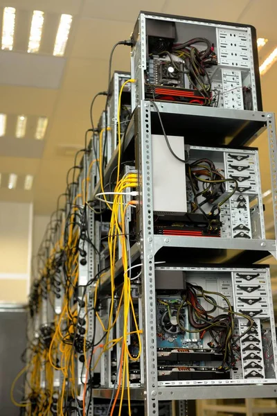 Machines Mijnbouw Bitcoin Datacenter Closeup — Stockfoto