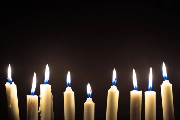 Candles Glowing Dark Background Closeup Footage — Stock Photo, Image