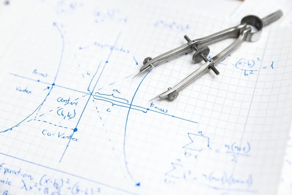 Matematika Gyakorolja Fehér Notebook Közeli — Stock Fotó