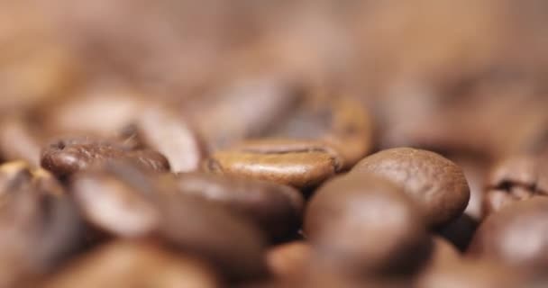 Montón de granos de café tostados girando con luces de baile — Vídeos de Stock