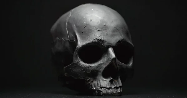 Black skull against dark background — Stock Photo, Image