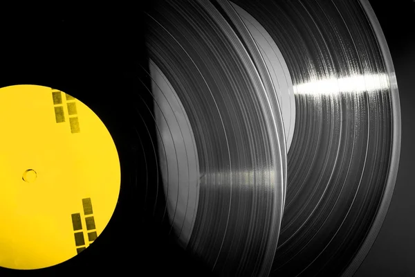 Black vinyl records stacked up — Stock Photo, Image