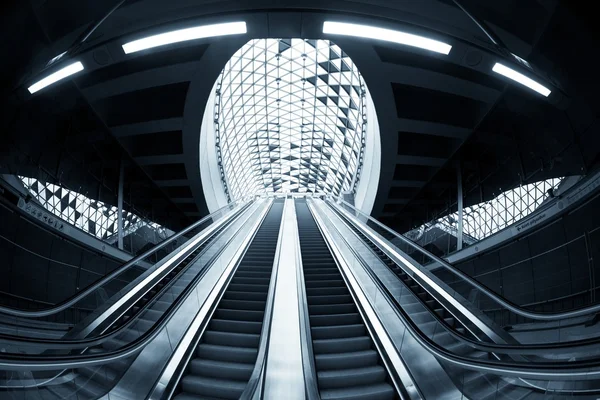 Moving escalator in the business center — Stock Photo, Image