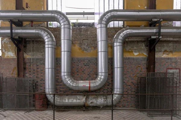 Industrial pipes in a thermal power plant — Stock Photo, Image