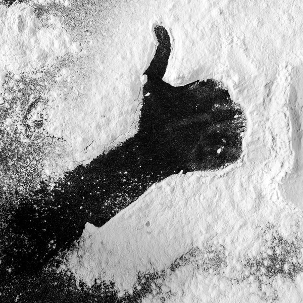 Thumbs up made out of flour — Stock Photo, Image