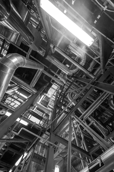 Industrial pipes in a thermal power plant — Stock Photo, Image