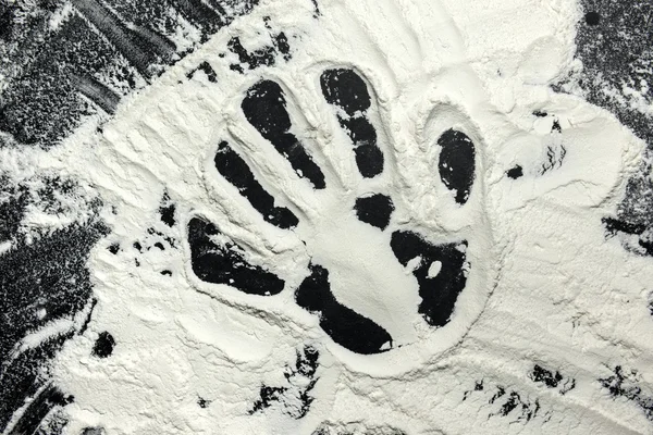 Hand prints in flour — Stock Photo, Image