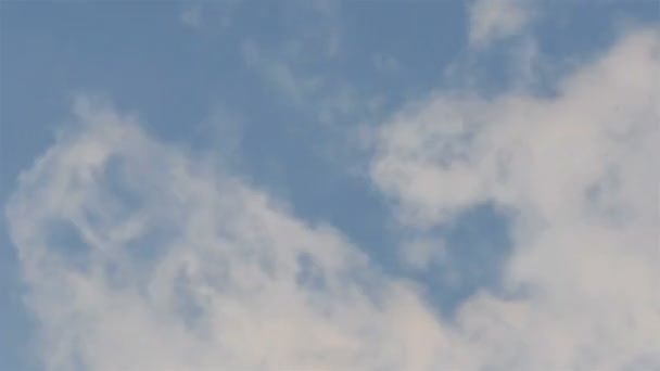 Cielo hermoso con nubes esponjosas — Vídeo de stock