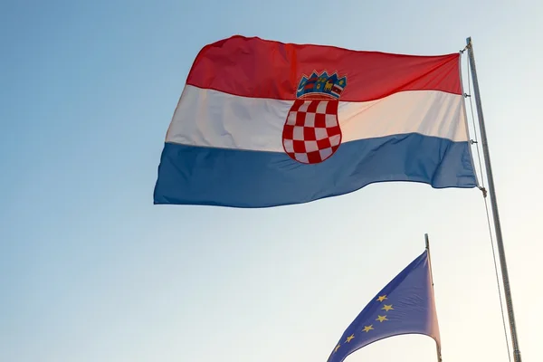 Vlag van Kroatië en de Europese Unie — Stockfoto