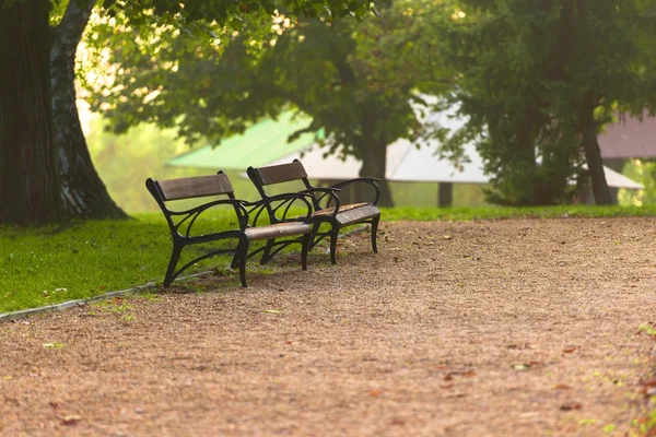 在秋天的公园里的时尚长凳 — 图库照片