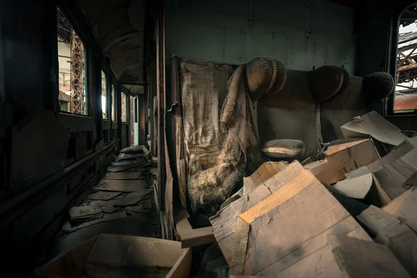 Vehículo desordenado interior de un vagón de tren —  Fotos de Stock