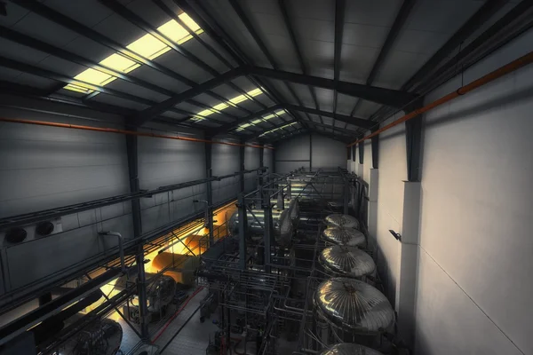 Przemysłowe wnętrza fabryki alkoholu — Zdjęcie stockowe