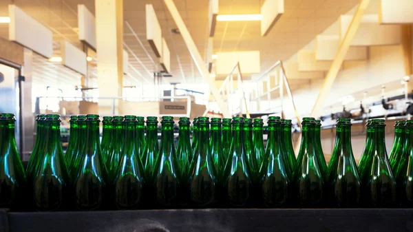 Many bottles on conveyor belt — Stock Photo, Image