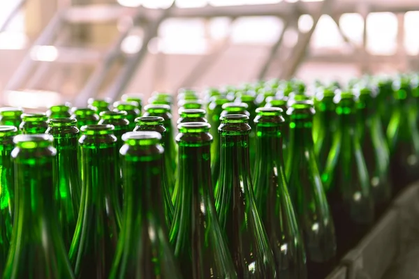 Many bottles on conveyor belt — Stock Photo, Image