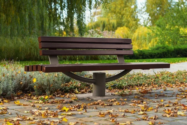 Стильная скамейка в осеннем парке — стоковое фото
