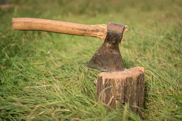 Yakacak odun ve eski balta — Stok fotoğraf