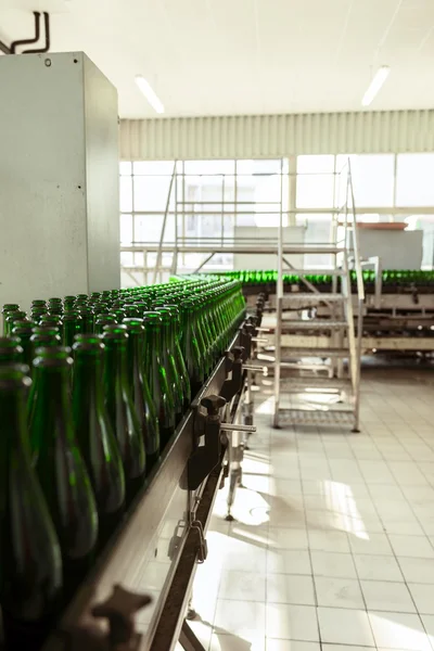 Many bottles on conveyor belt — Stock Photo, Image