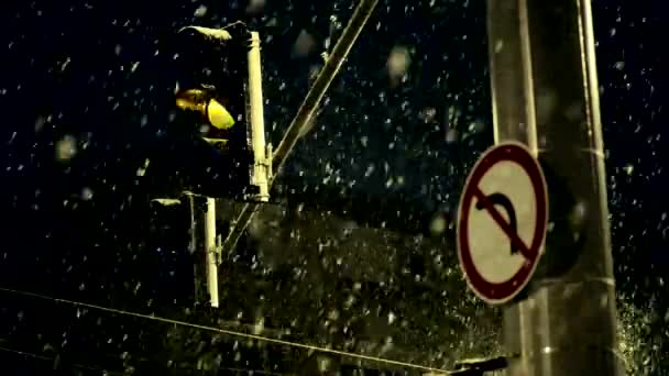 Nevicare pesantemente di notte — Video Stock