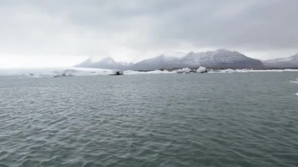 Blue icebergs floating on Jokunsarlon glacial lagoon — Stock Video