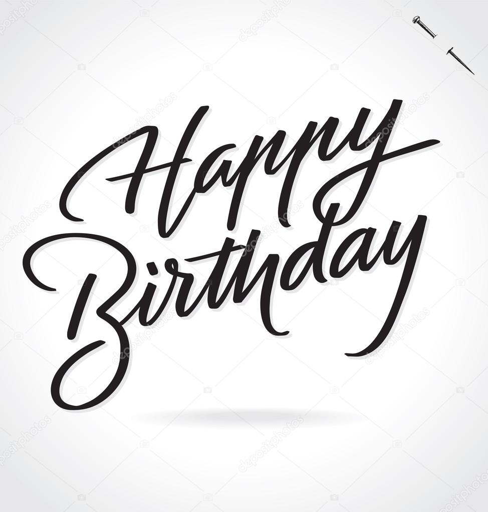 HAPPY BIRTHDAY hand lettering, vector illustration. Hand drawn lettering card background. Modern handmade calligraphy. Hand drawn lettering element for your design.