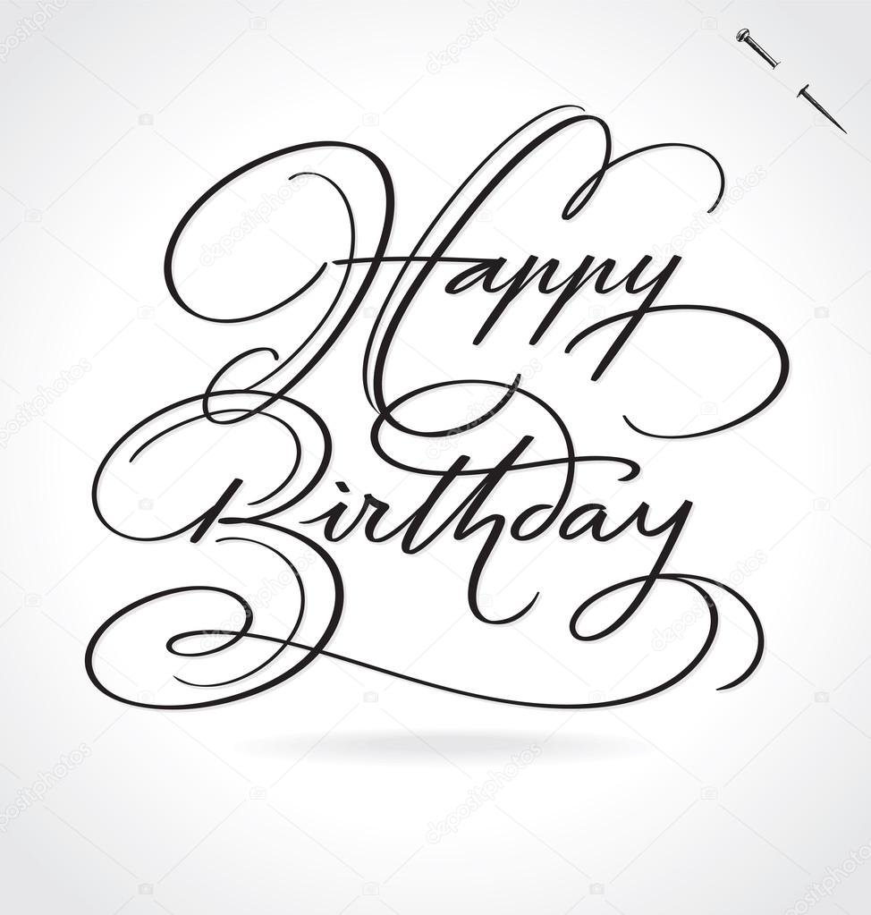 Happy Birthday Hand Lettering Vector Illustration Hand Drawn
