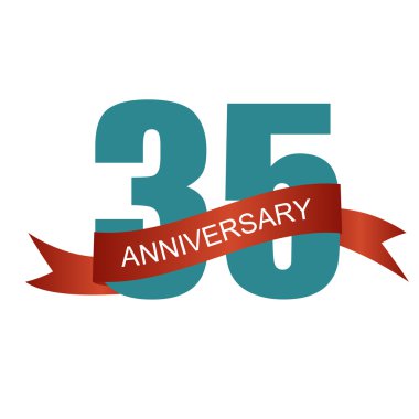 Otuz Beş 35 Yıl Yıldönümü Etiket İşareti Tarih için. Vecto